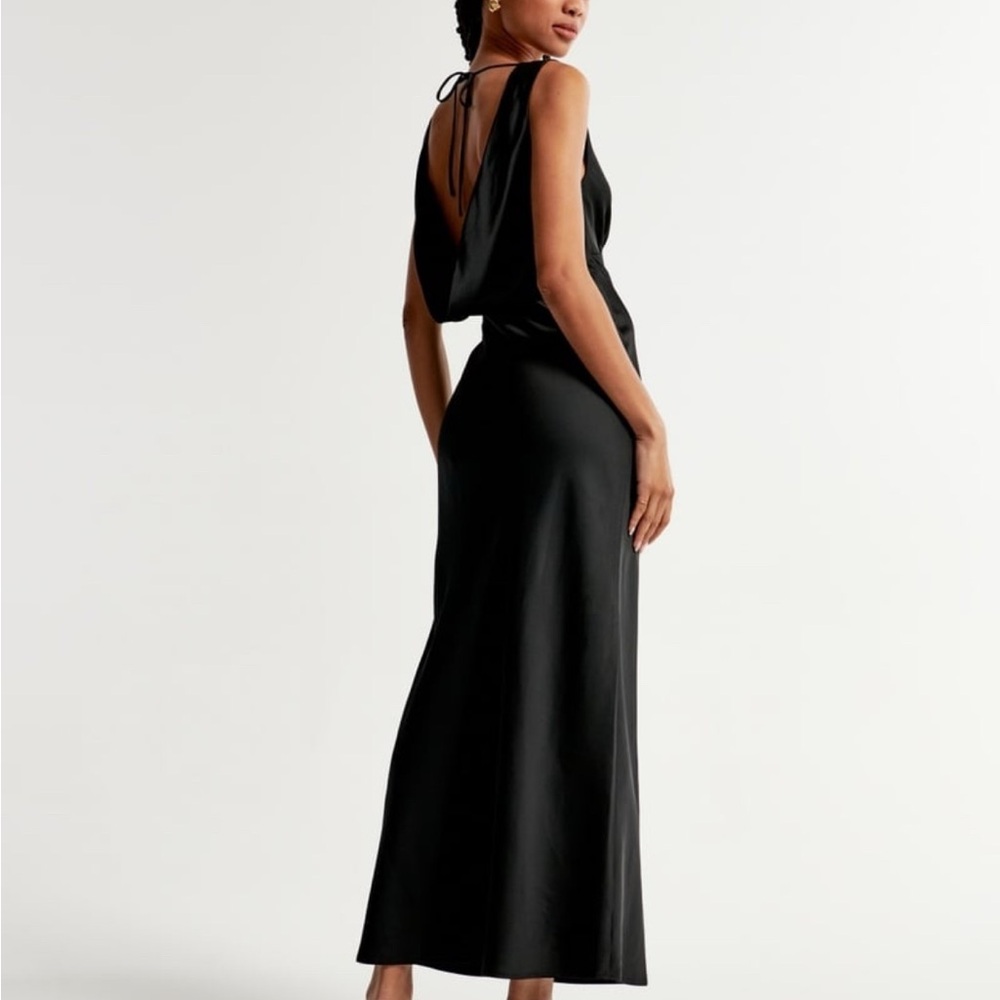 Abercrombie black cowl back satin dress